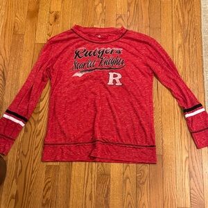 Rutgers Scarlet Knights Women's Red Long Sleeve Burnout Tee